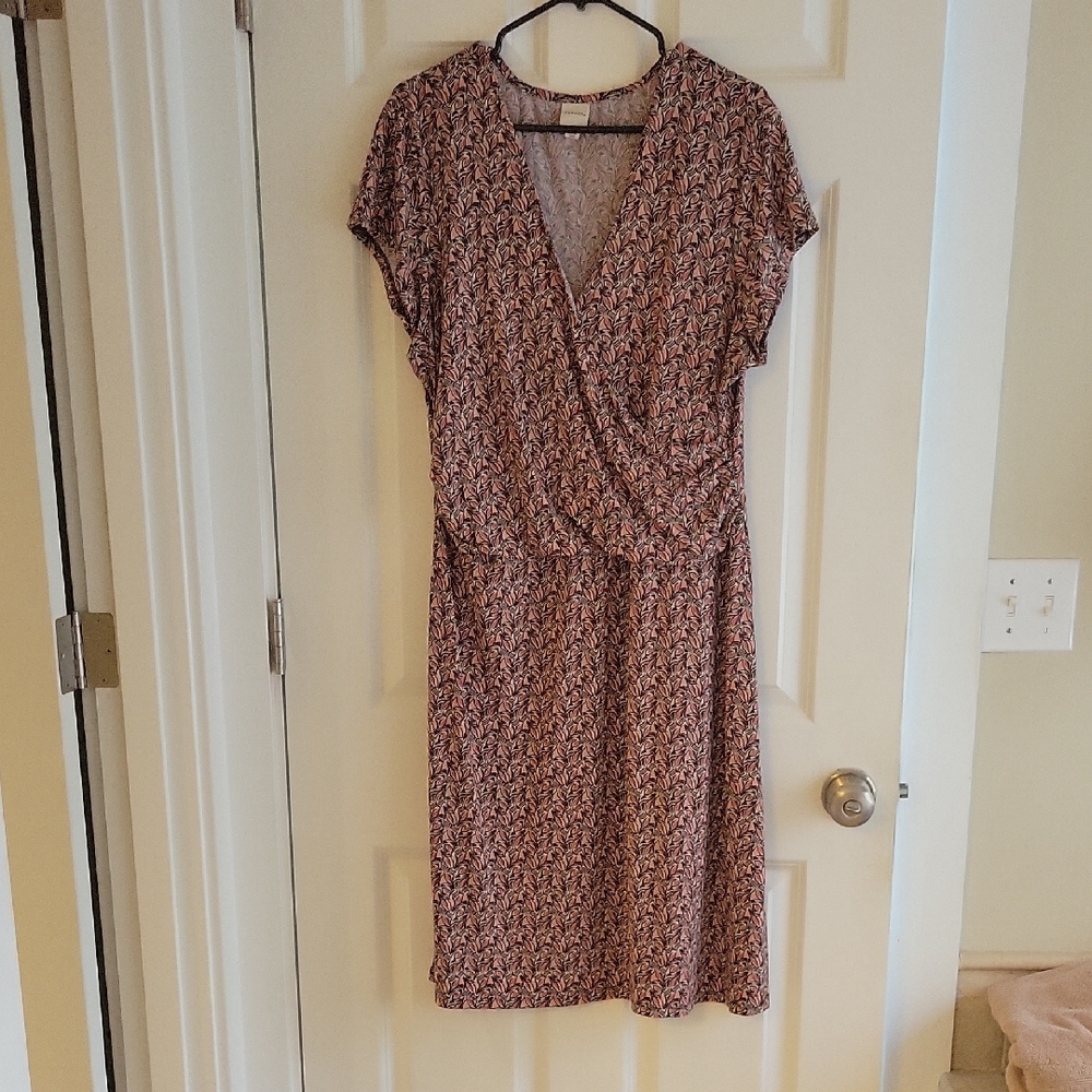 Merona Pink Midi Sheath Dress V-Neck Short Sleeve